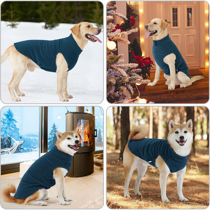 Пуловер для собак Heywean з флісу, теплий, для зимового носіння, для малих, середніх та великих собак (XXL, блакитний)