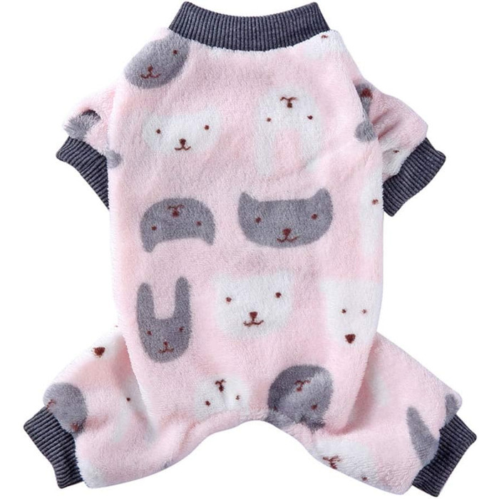 Теплий флісовий костюм для собак, м'який одяг для собак, комбінезон для собак, теплий, бавовняний одяг для маленьких собак та котів (Рожевий кролик, M)