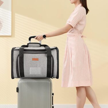 Сумка-переноска для собак та котів YOOFAN, сіра. Знімна підстилка, миска для корму, підходить для перевезень літаком