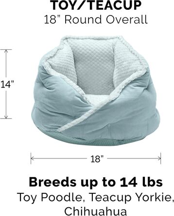 Ортопедичне ліжко для собак Furhaven, великих порід, кругле, знімний, пральний чохол, до 36,3 кг – Sherpa & Wildleder Snuggery – 111,8 см, ортопедична піна (Аквамарин, L 46 x B 46 x H 36 см, Calming Hug Nest)