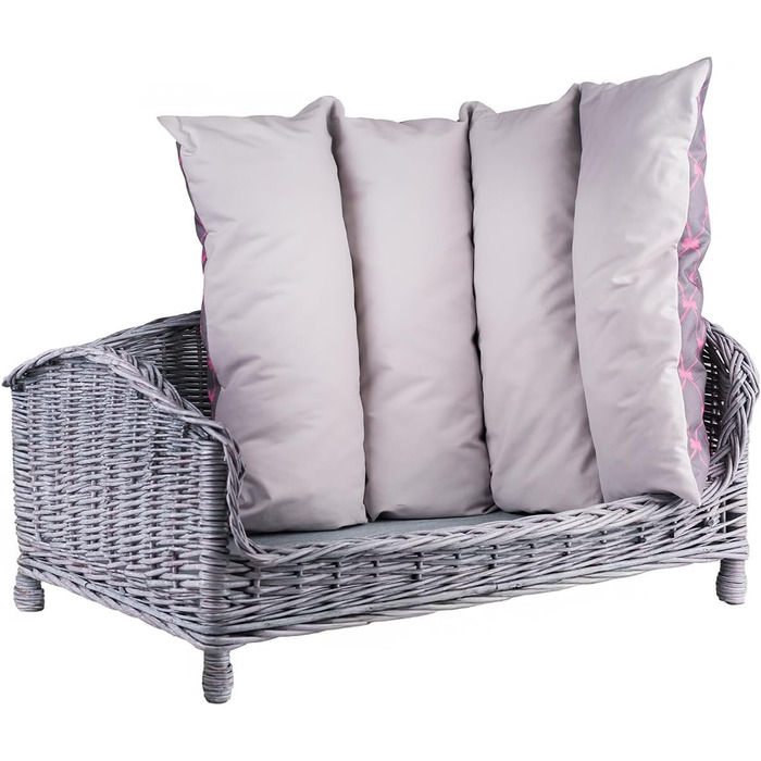 Корзина для собак та котів з плетіння лози з м'яким лежаком, сіра, 54x32x25 см