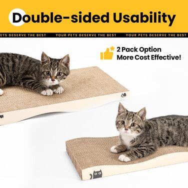 Котячий когтетоп з коробкою та 4 змінними шарами когтеточки - великі меблі для котів з міцного гофрокартону, двосторонні когтеточки з наклейками DIY - лежанка для котів у квартирі, захист меблів, великий розмір