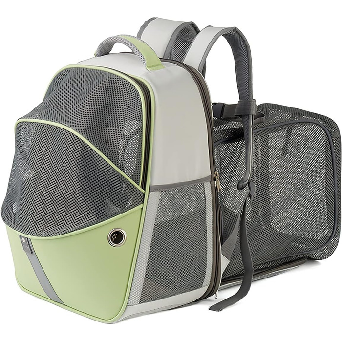 Рюкзак-переноска для тварин Galatée, розширюваний, для котів та маленьких собак (зелений)