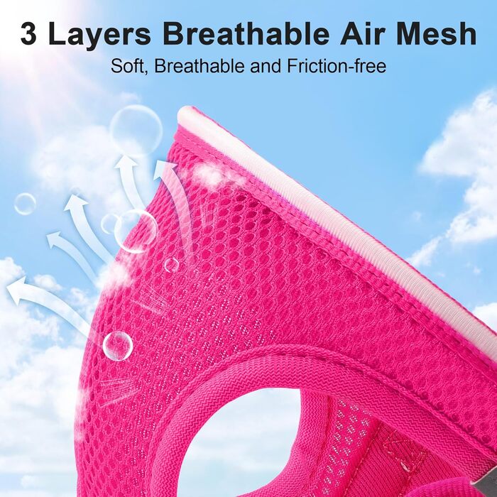 Світлодіодне шлейка для собак Feycig, зарядний акумулятор, світловідбиваючий, для цуценят та собак середніх розмірів, дихаюча шлейка (рожевий, X-Small)