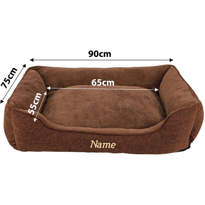 М'яке ліжко для собак та котів Lionto знімний чохол, 110x80 см, коричневе, з антиковзким дном