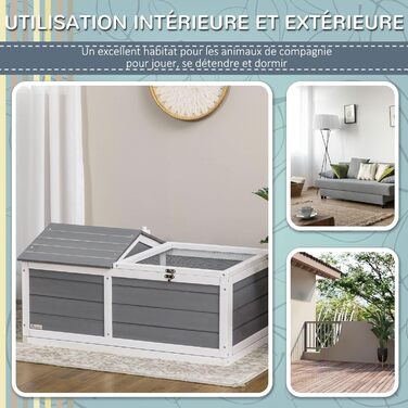 Клітка для тварин PawHut з колесами, 86x54x43 см, з соснового дерева