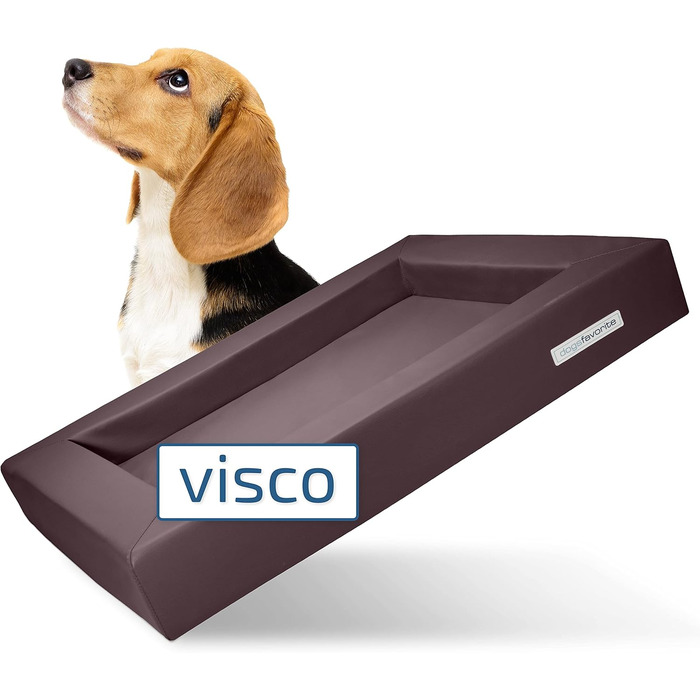 Ліжко для собак з віско-матрацом, миється - корзинка для собак, високоякісне собаче ліжко, ліжко для собак, що захищає суглоби, міцна собача підстилка, розмір L 110 x 90 см, коричневе