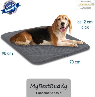 Килимок для собак MyBestBuddy Basic сірий XL з м'якої тканини для домашніх тварин - 40°C, гіпоалергенний. Підходить для великих собак, 120 x 70 см (90x70 см).