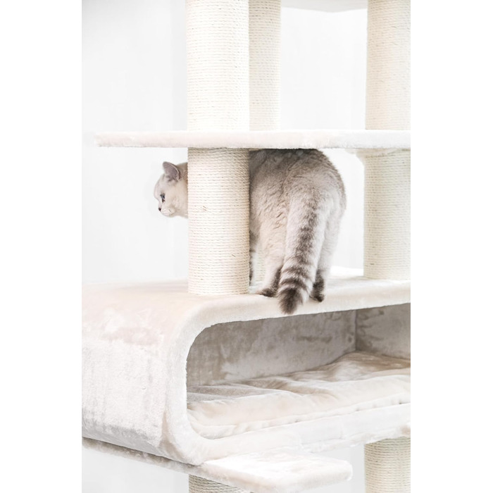 Дряпка для великих котів Petrebels Maine Coon XXL Route 180 см, беж/крем, стовпи Ø12/15 см натуральний сизаль, дизайн для мейн-кунів