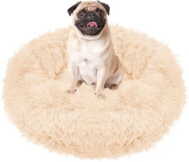 Кругле ліжко для собак Springos з антиковзною основою, 70 см, кремовий колір