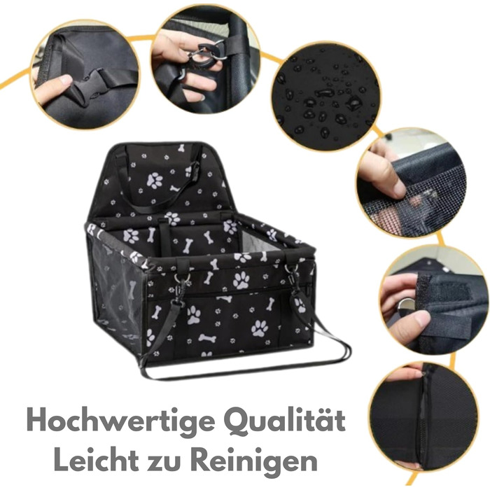 Автомобільний лежак для собак, переноска для собак в авто, 40x33x25 см (Чорний)