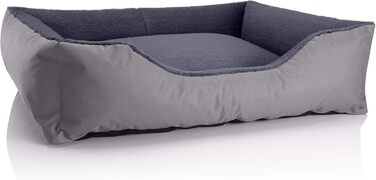 Ліжко для собак BedDog Teddy XL, сіро-сіре, з бортиками, з кордури та мікрофібри, для дому і вулиці, квадратне, знімний чохол