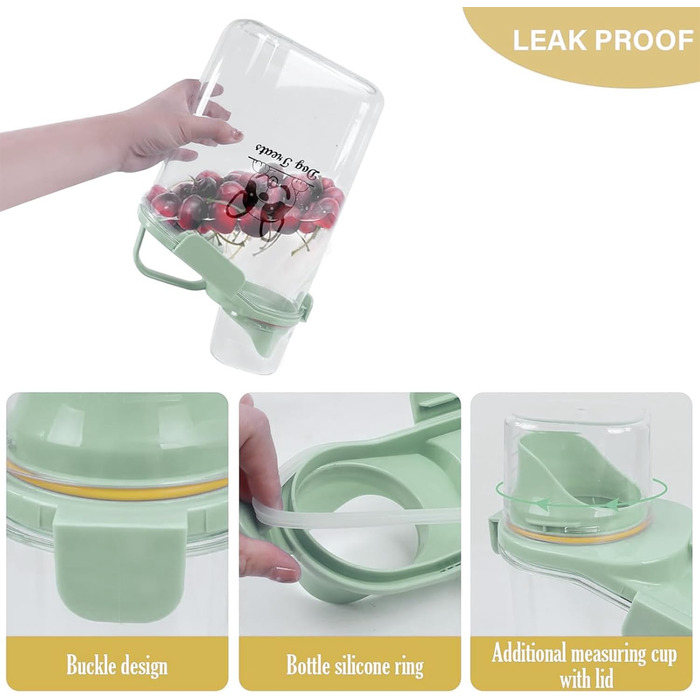 Контейнер для корму для собак 2.8L, герметичний, вологостійкий, BPA-free, прозорий, зелений 1391-Dog-Green