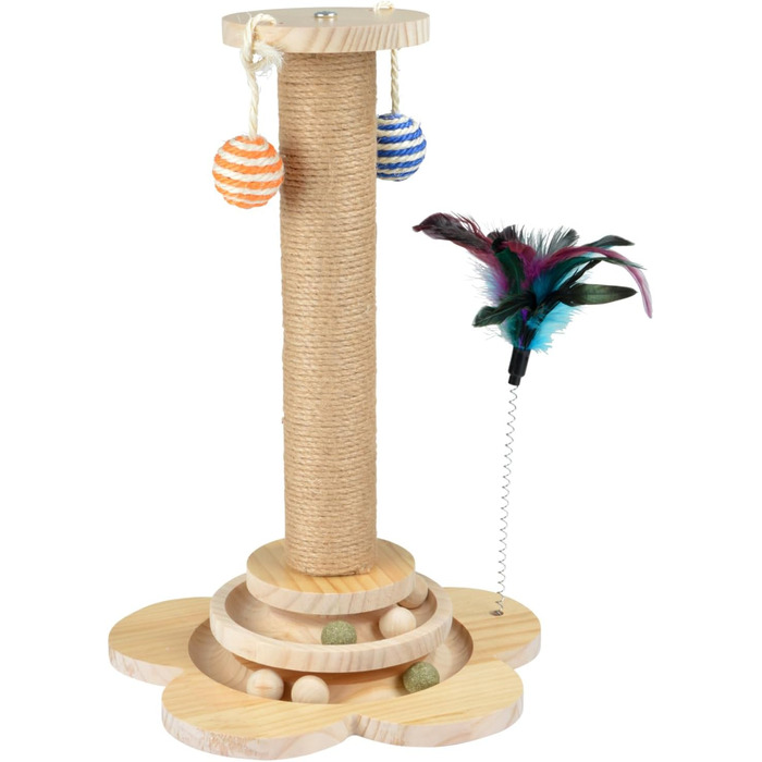 Котяча кігтеточка Love Story з інтегрованими іграшками, джутовим мотузком та дерев'яною конструкцією, 30 x 40 см