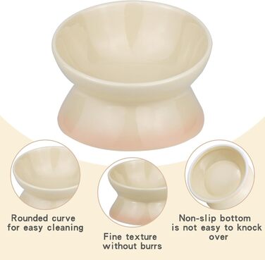 Підвищена годівниця для котів та собак Busnos, керамічна миска для води та їжі, жовта, 15.5x15.5x11 см