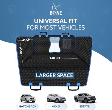 Чохол на автосидіння для собак Fur & Bone: водонепроникний, зносостійкий, з сіткою, універсальний (чорний/синій)