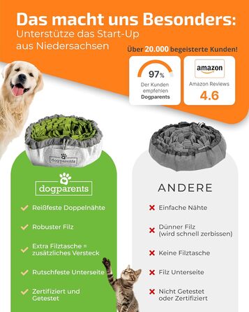 Schnüffelteppich для собак DOGPARENTS® – килимок для пошуку та розваг, міцний, зелений