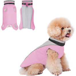 Тепла куртка для собак July's Song: флісова підкладка, бавовна, без рукавів, з нагрудником та світловідбиваючими смугами. Ідеально для зими та осені. Рожевий колір, для сук.