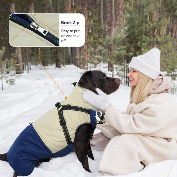 Теплий зимовий одяг для собак - водонепроникний жилет для маленьких собак, Marineblau (M)