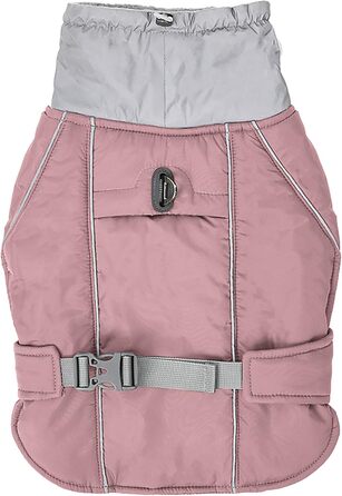 Теплий зимовий одяг для собак Goshyda: куртка, комбінезон, вітро- та водонепроникний, з відбиваючими елементами, рожевий, 2XL