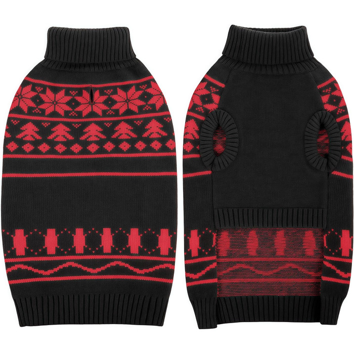 Пуловер для собак на Різдво, теплий зимовий пуловер для маленьких собак, без рукавів, розміри XS-2XL (XXL: обхват грудей 71 см), чорний з сніжинками