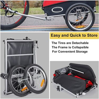 Складаний вантажний причіп для велосипеда: кемпінг, відпочинок, для собак, з відбивачами, легко кріпиться, блакитний