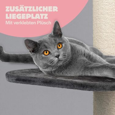 Дряпак для великих котів RHRQuality Maine Coon Lounge, 120 см, темно-сірий, товсті сизалеві стовпи 20 см