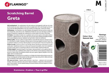 Драбина для котів Flamingo Greta M – 70 см, діаметр 36 см, сизаль та плюш, 3 яруси