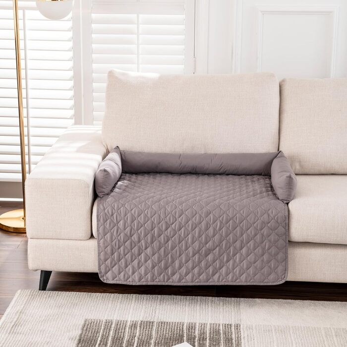 Килимок для собак та котів на диван, 90x120 см, світло-сірий. Захист меблів від бруду та подряпин. Вологостійкий, з неслизьким дном.