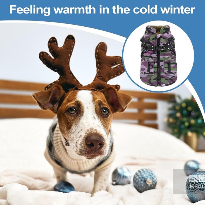 Зимовий теплий одяг для собак, відображаючий світловідбивний одяг для цуценят, теплий одяг для собак малого, середнього та великого розміру (фіолетовий, XL)