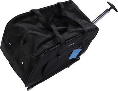 Транспортна переноска для собак, складана, велика, з колесами та телескопічною ручкою. Підходить для котів та собак вагою до 17,5 кг (чорна)