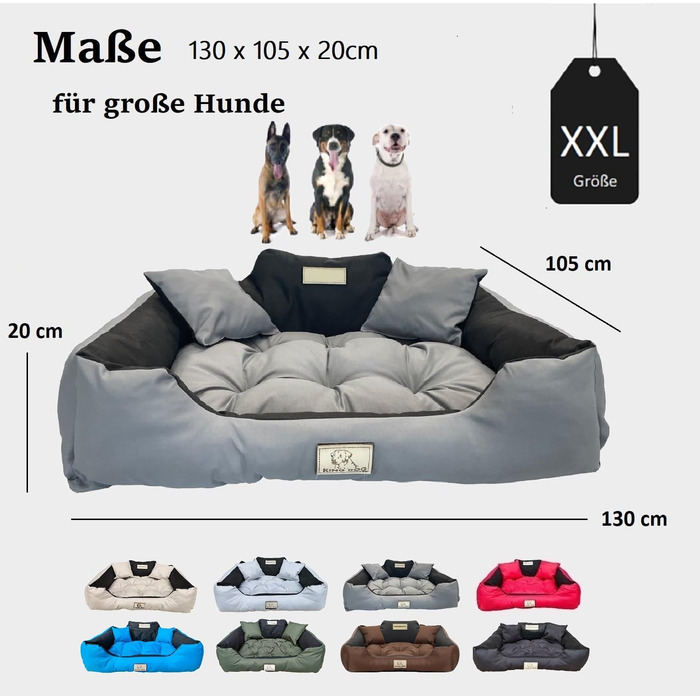 Крісло-ліжко для собак великих порід KING DOG XXL 130x105 см, водонепроникне, з можливістю персоналізації, сірий колір