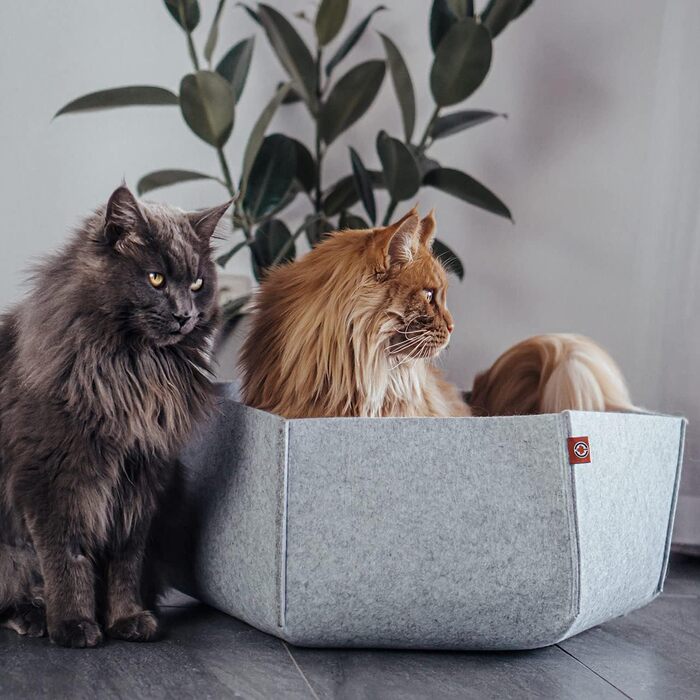 Лежак для котів CanadianCat AVA з фетру, сірий – котяче гніздо, корзина, подушка, місце для відпочинку, ліжко для домашніх тварин