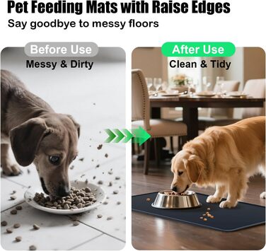 Килимок для годування собак та котів з силікону харчової якості, з високими бортиками, чорний (L)