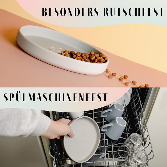 Миска для котів [Колекція Nala] - Плоска миска для їжі | Широка силіконова миска | Миска для котів | Силіконова тарілка для котячого корму (сірий камінь)