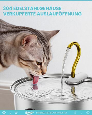 Фонтан-поїлка для котів Kittyspout з нержавіючої сталі, 3.2 л, з набором із 3 фільтрів