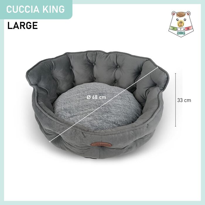 Ліжко для собак та котів Haustierbett - 3 розміри, знімний чохол, можна прати в машині - King Small 43 см, Large 68 см, сірий