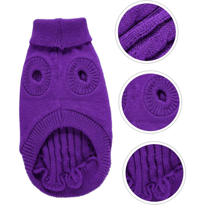 Пов'язка на голову для собак POPETPOP з акрилових волокон, фіолетового кольору, тепла, для зими, миється та повторно використовується, розмір XXXL