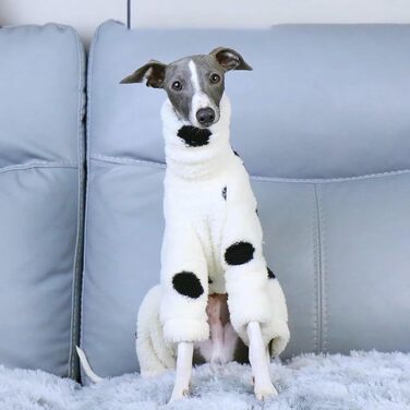 Теплий флісовий костюм-піжама для собак, зимовий теплий комір для грейхаундів, костюм для собак малого та середнього розміру, білий L
