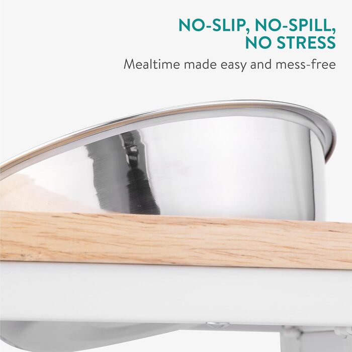 Набір мисок для собак Navaris: піднята годівниця, 800 мл, нержавіюча сталь, для води та корму, миється в посудомийній машині, складана