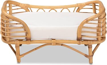 Ліжко для домашніх тварин Baxton Studio Malino, сучасний богемний стиль, ротанг, з подушкою, коричневий