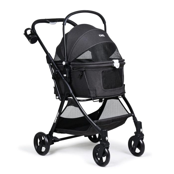 Візок для собак та котів з функцією складання, чорний. Розміри: 73 x 55 x 100 см, вантажопідйомність: 15 кг