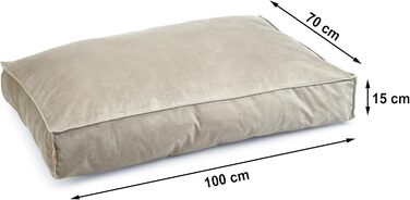 Подушка для собак Lotte Nalino, велюр, сіра, 100x70x15 см