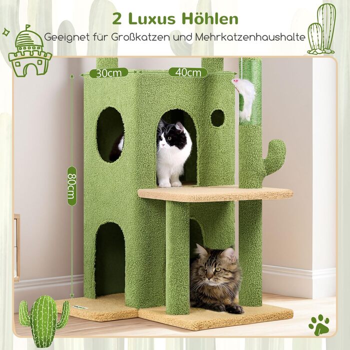 Кігтеточка Globlazer XL для великих котів та літніх тварин з будиночком, платформами та іграшками, 127 см