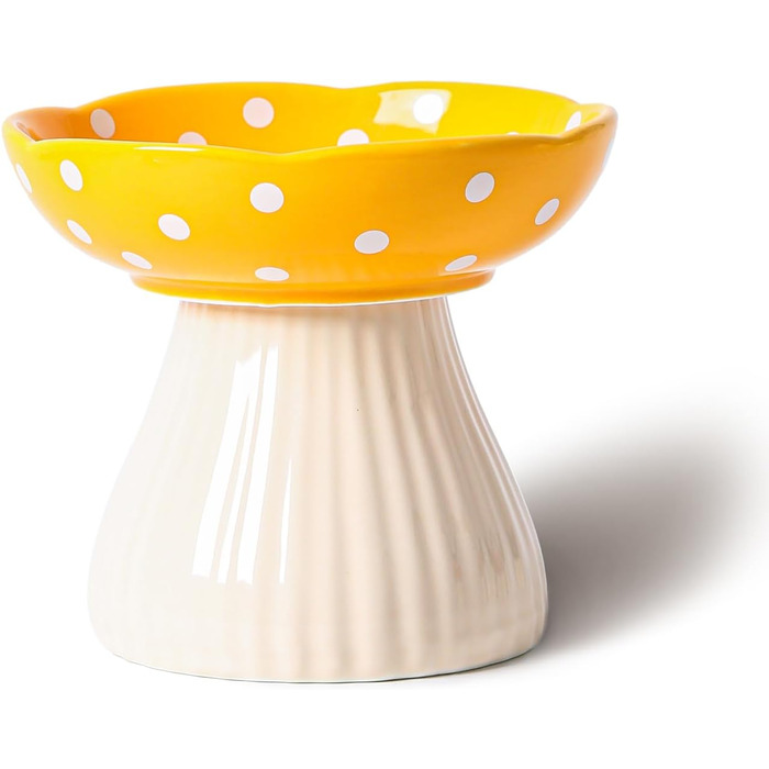 Підвищена годівниця для котів RESVUGA з милим дизайном, безпечна керамічна годівниця для котів та маленьких собак (жовта)