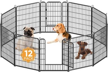 Клітка для цуценят Kidsbuddy, 12 штук, 80x65 см, автоматичне замикання, розкладна, з дверцятами, для собак та цуценят, внутрішнє та зовнішнє використання