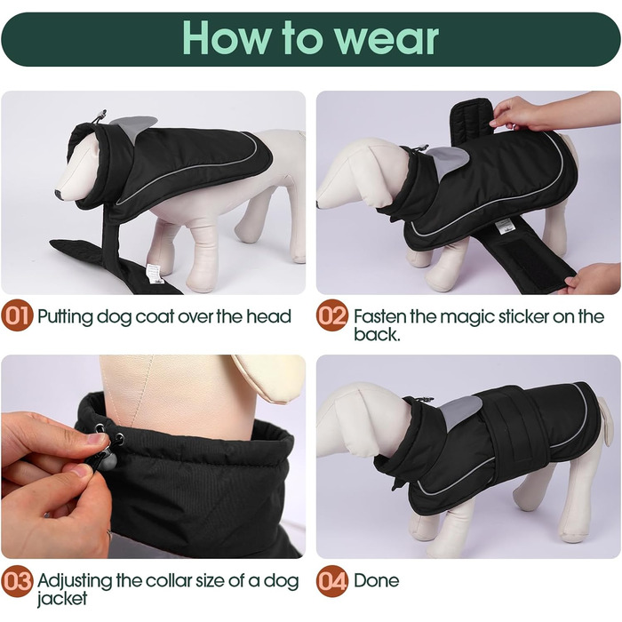 Тепла водонепроникна куртка для собак Kuoser, чорна, розмір M