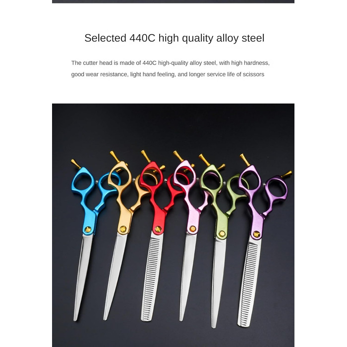 Професійна фенувальна ножиця для собак та котів, 6.5 дюймів, пряма, для грумінгу вдома (Блакитна)