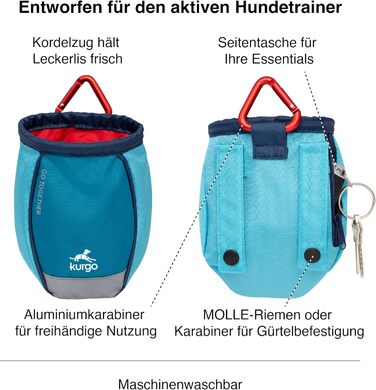 Сумка для тренування собак Kurgo Keksbeutel, червона, з кліпсою та карабіном