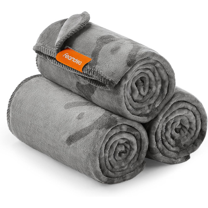 Накидка для собак Feandrea, 3 шт. в наборі, L, 127 x 102 см, фланель, сірий, для захисту дивану, для собак маленьких та середніх порід